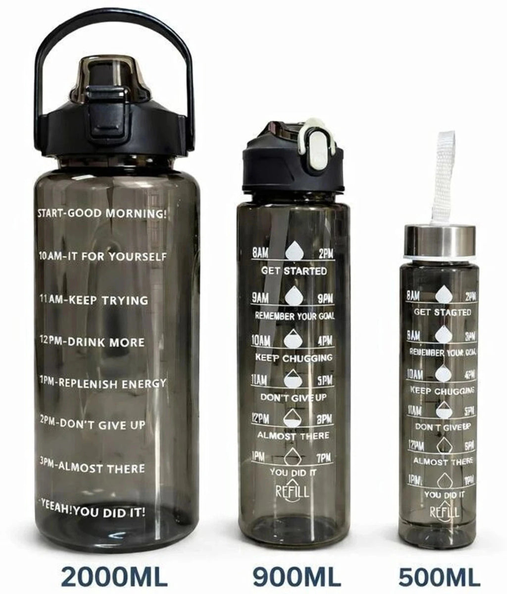Quick India Mart Classic 3100 ml Water Bottles (Set of 3, Black)