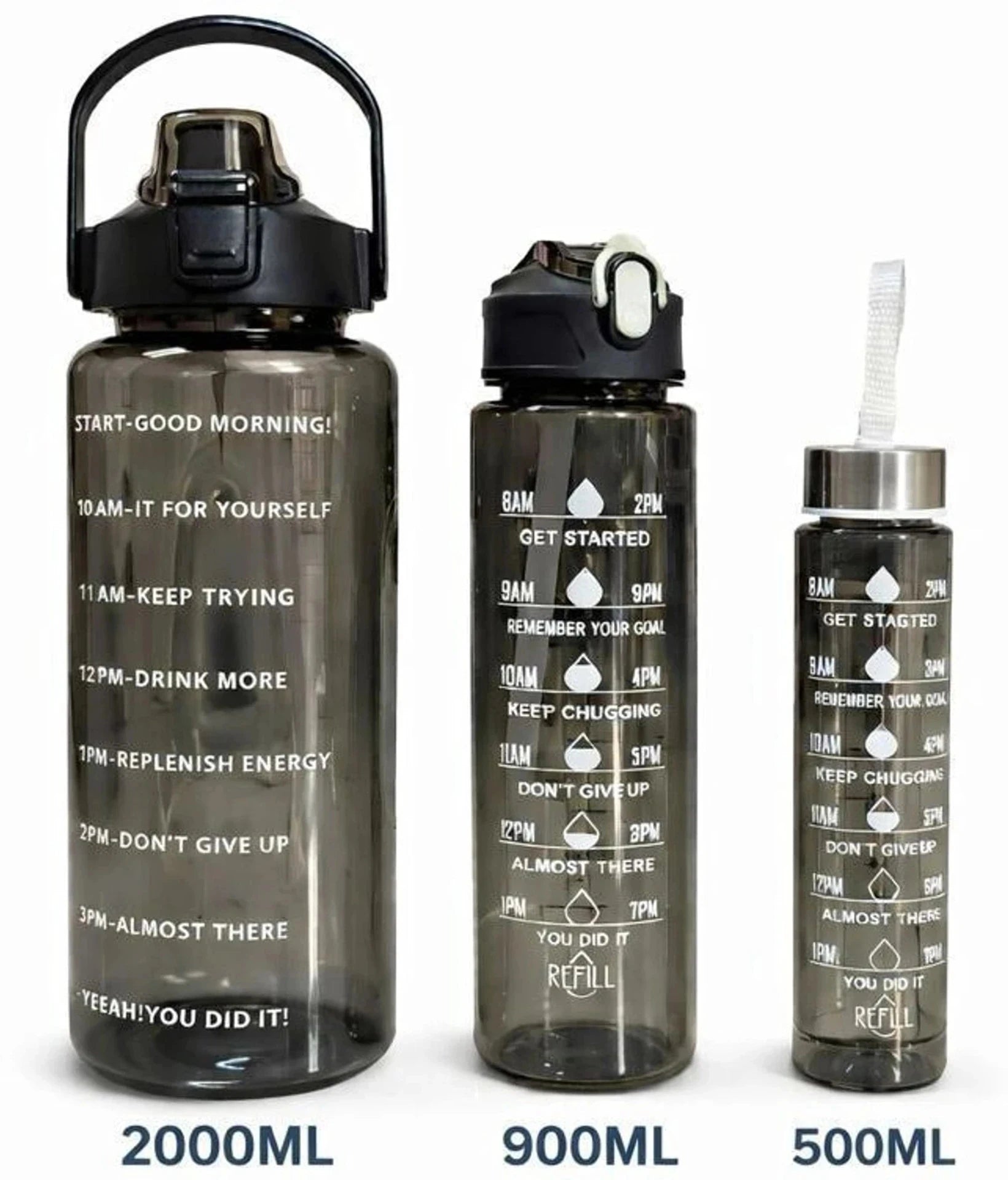 Quick India Mart Classic 3100 ml Water Bottles (Set of 3, Black)