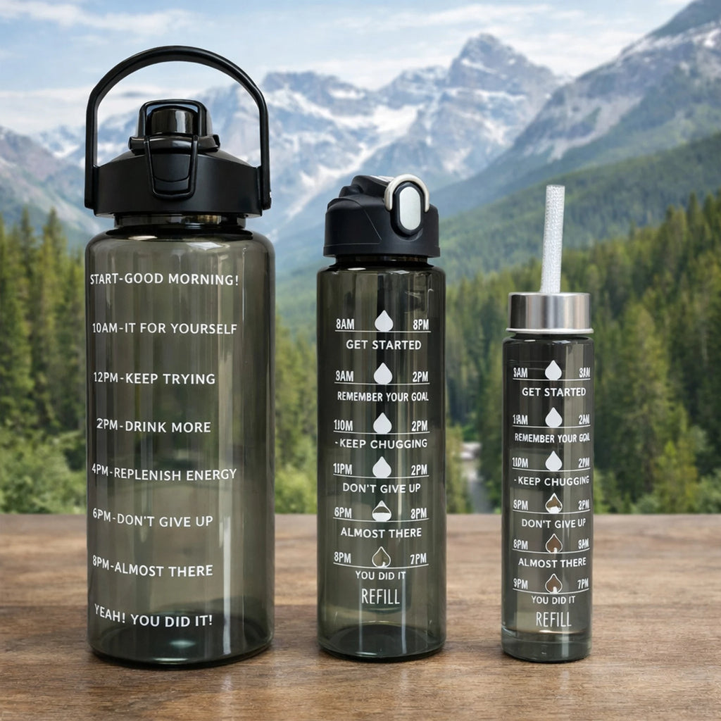 Quick India Mart Classic 3100 ml Water Bottles (Set of 3, Black)