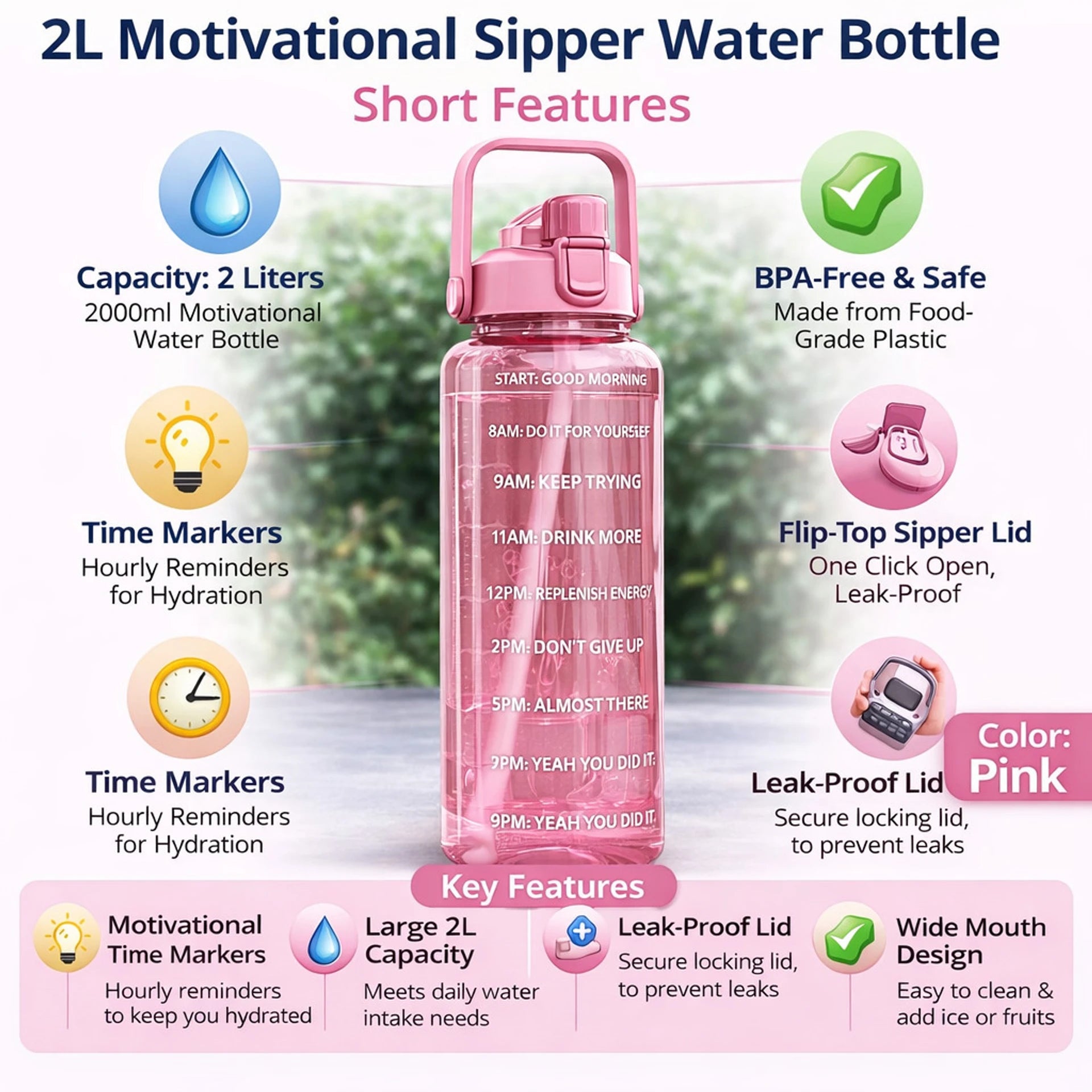 Quick India Mart Classic 3100 ml Water Bottles (Set of 3, Pink)