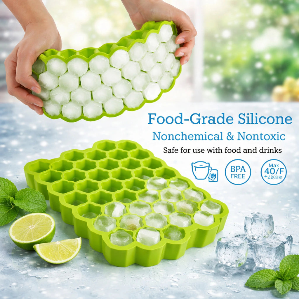 Quick India Mart Honeycomb Silicone Ice Cube Tray Green Silicone Ice Cube Tray (Pack of1)