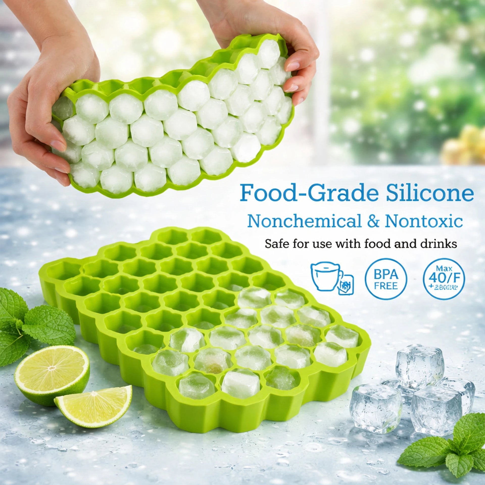 Quick India Mart Honeycomb Silicone Ice Cube Tray Green Silicone Ice Cube Tray (Pack of1)