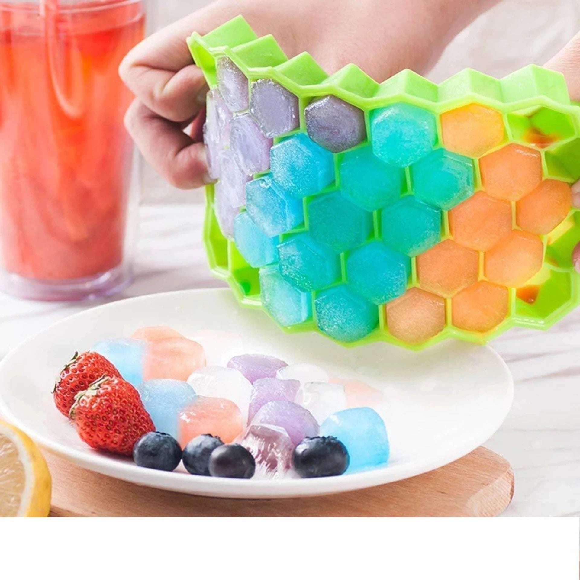 Quick India Mart Honeycomb Silicone Ice Cube Tray Green Silicone Ice Cube Tray (Pack of1)