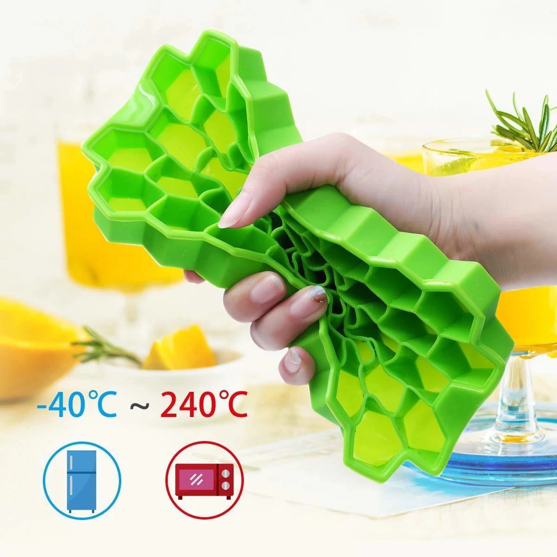 Quick India Mart Honeycomb Silicone Ice Cube Tray Green Silicone Ice Cube Tray (Pack of1)