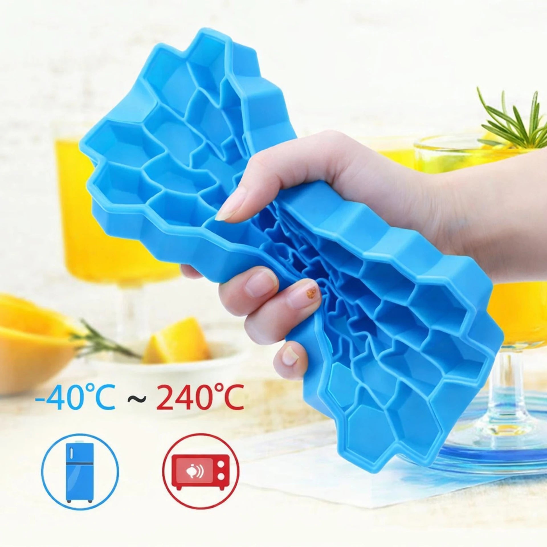 Quick India Mart Honeycomb Silicone Ice Cube Tray  Blue Silicone Ice Cube Tray (Pack of1)