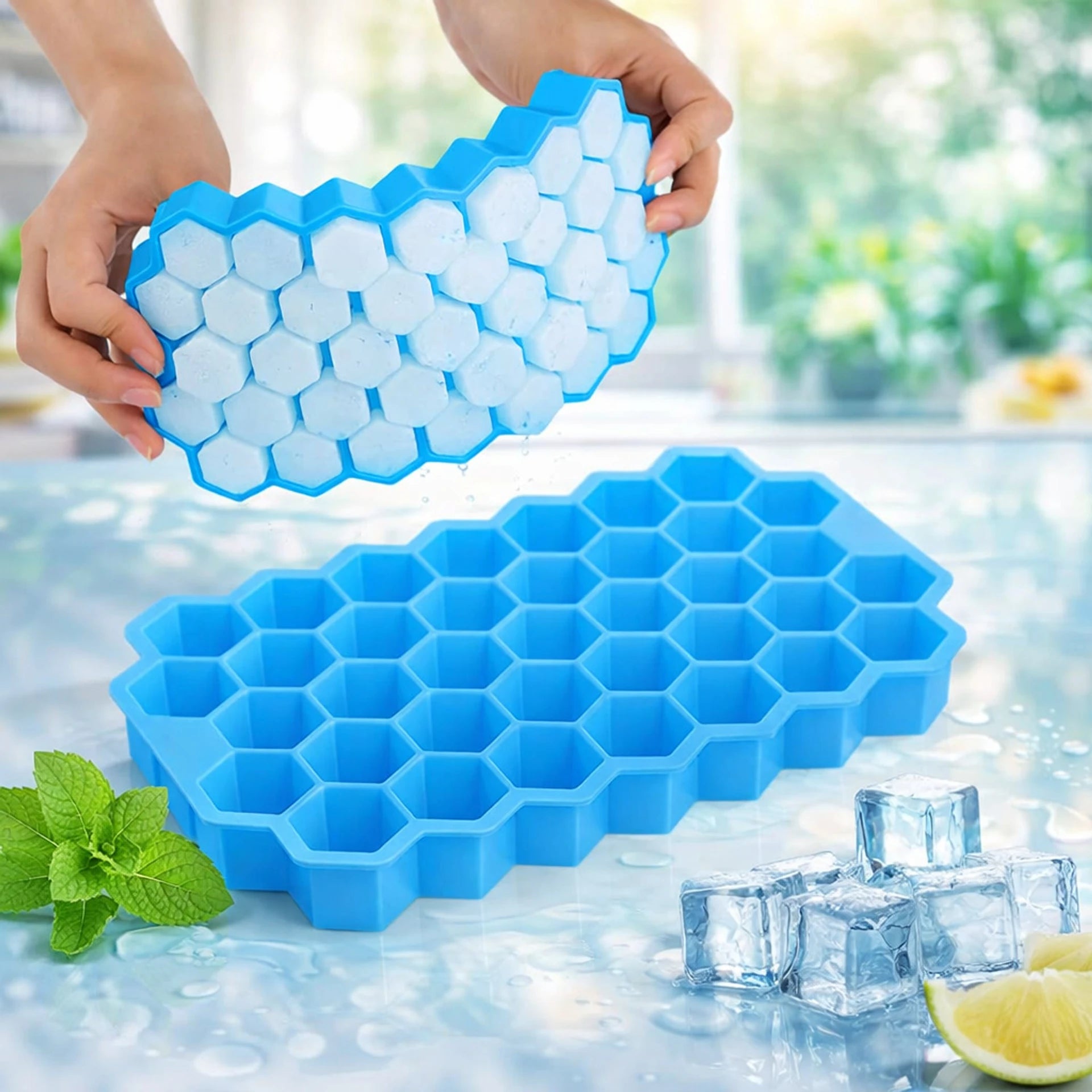 Quick India Mart Honeycomb Silicone Ice Cube Tray  Blue Silicone Ice Cube Tray (Pack of1)