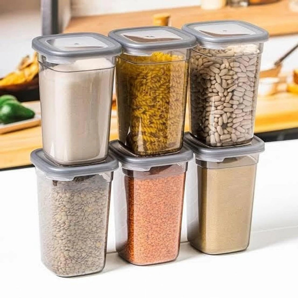 Quick India Mart Plastic Grocery Container  - 1200 ml (Pack of 6, Transparent)