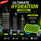 Hydra Chill Combo – 3 Motivational Water Bottles + Honeycomb Ice Cube Tray
