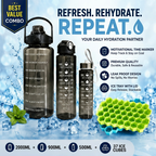 Hydra Chill Combo – 3 Motivational Water Bottles + Honeycomb Ice Cube Tray